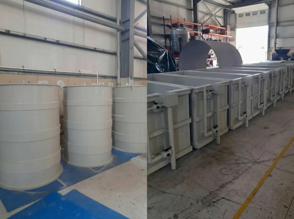 Kimyasal proses tank sistemi - filtre ve boru bağlantıları